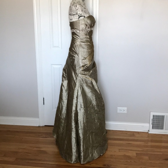 Iridescent Mermaid Prom Formal Evening bead Holographic Ruched corrugated shiny - Picture 3 of 6